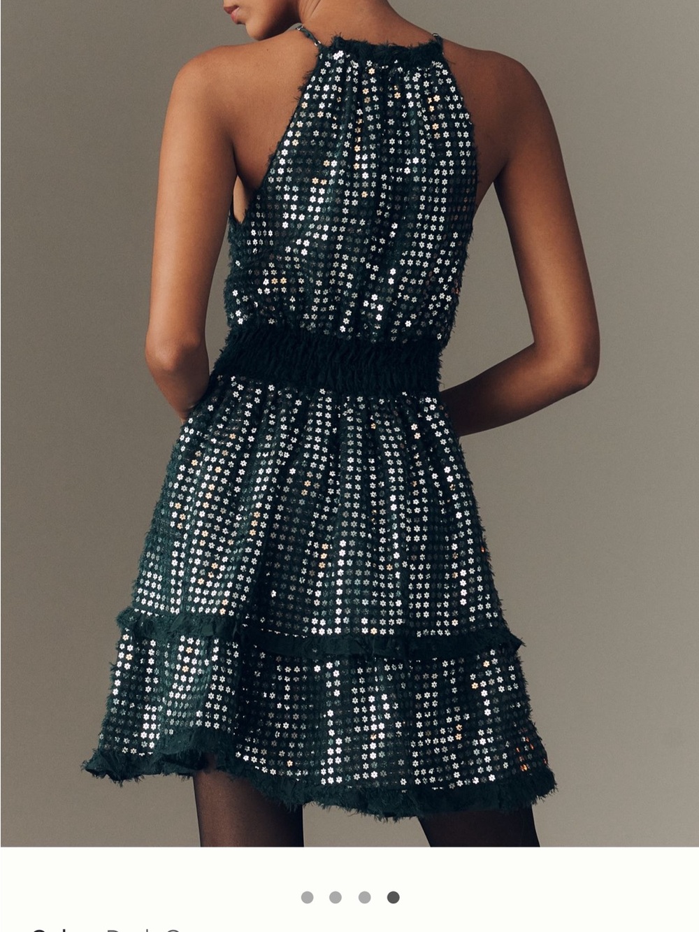 NWT! Anthropologie The Somerset Shine Mini Halter Dress in Dark Green - XS 🍓2️⃣ - Picture 4 of 9